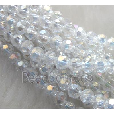 Chinese Crystal Glass Beads, faceted round, clear AB-color