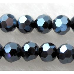 Chinese Glass Crystal Beads, faceted round, black AB-Color