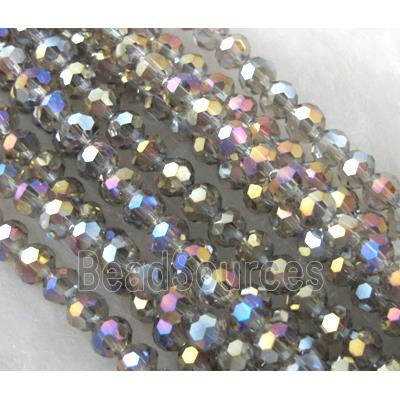 Chinese Crystal Beads, Faceted Round, grey AB color