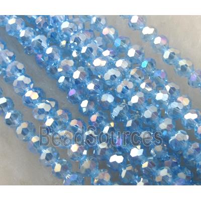 Chinese Crystal Beads, Faceted Round, blue AB color