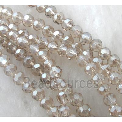 Chinese Crystal Beads, Faceted Round, silver champagne