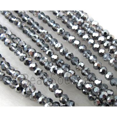 Chinese Crystal Beads, faceted round, half silver plated