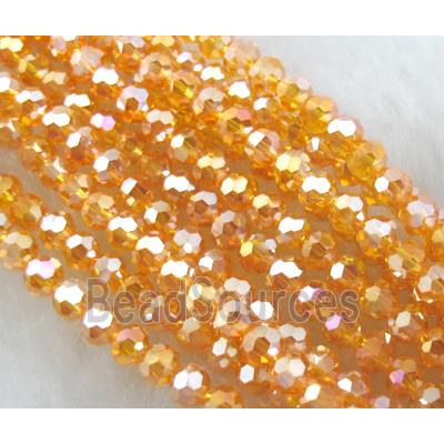 Chinese Crystal Beads, faceted round, golden AB-color