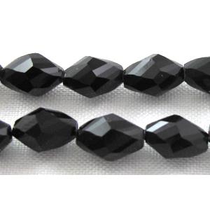 Chinese glass crystal beads, faceted twist, jet