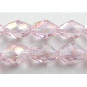 Chinese Crystal Beads, Twist, faceted, pink AB color