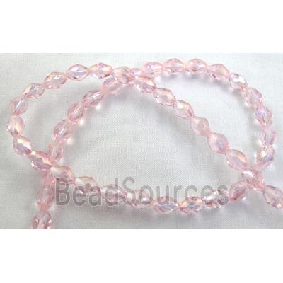 Chinese Crystal Beads, Twist, faceted, pink AB color