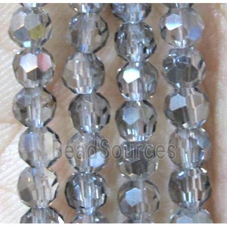 Chinese crystal glass beads, faceted round, clear gray