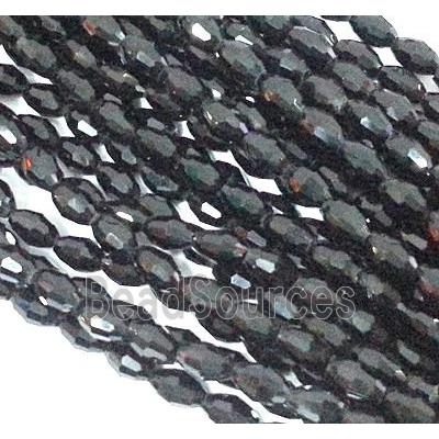 Chinese Crystal Glass Beads, faceted barrel, black