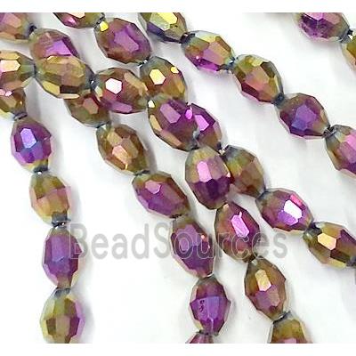 Chinese Crystal Glass Beads, faceted barrel, colorful