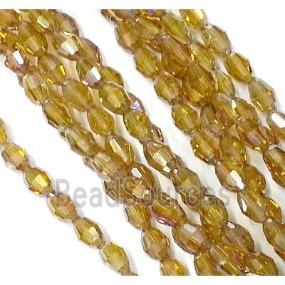 Chinese Crystal Glass Beads, faceted barrel, coffee