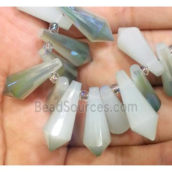 Chinese crystal glass bead, faceted teardrop