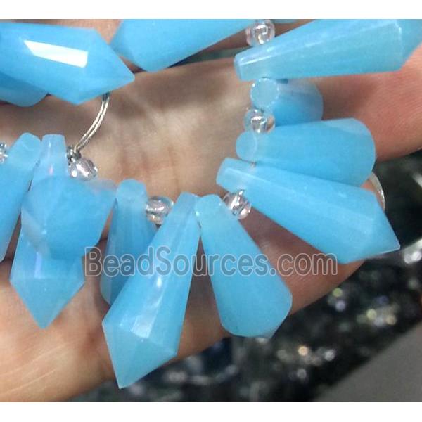 Chinese crystal glass bead, faceted teardrop