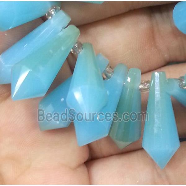 Chinese crystal glass bead, faceted teardrop