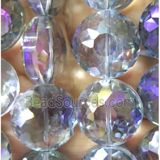 Chinese crystal glass bead, faceted flat round