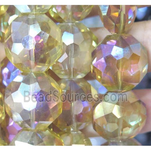 Chinese crystal glass bead, faceted flat round