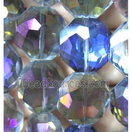 Chinese crystal glass bead, faceted flat round