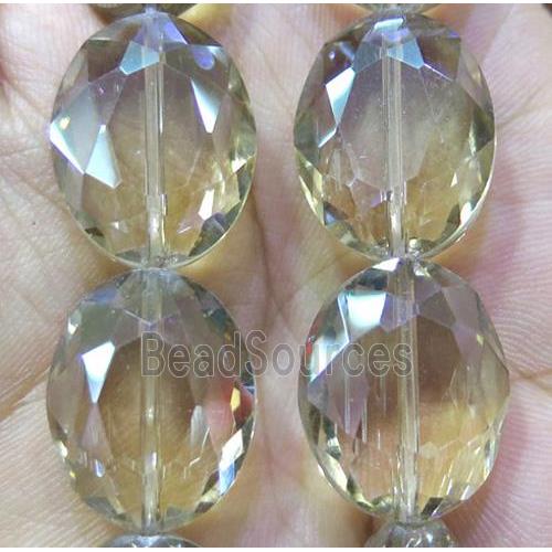 Chinese crystal glass bead, faceted oval