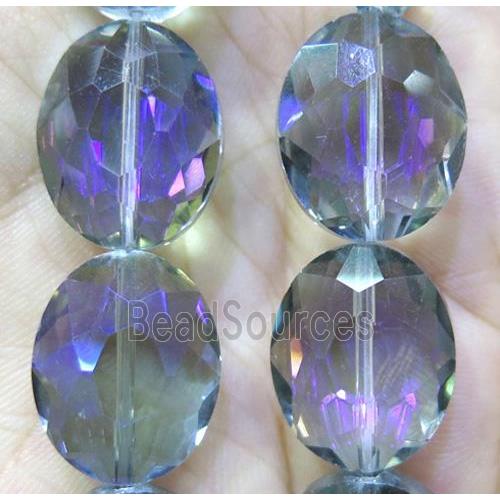 Chinese crystal glass bead, faceted oval