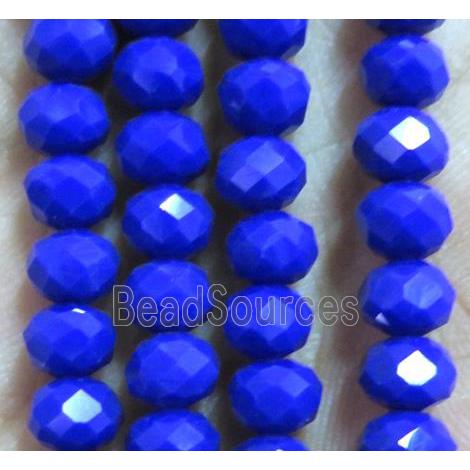 glass crystal bead, faceted wheel, blue