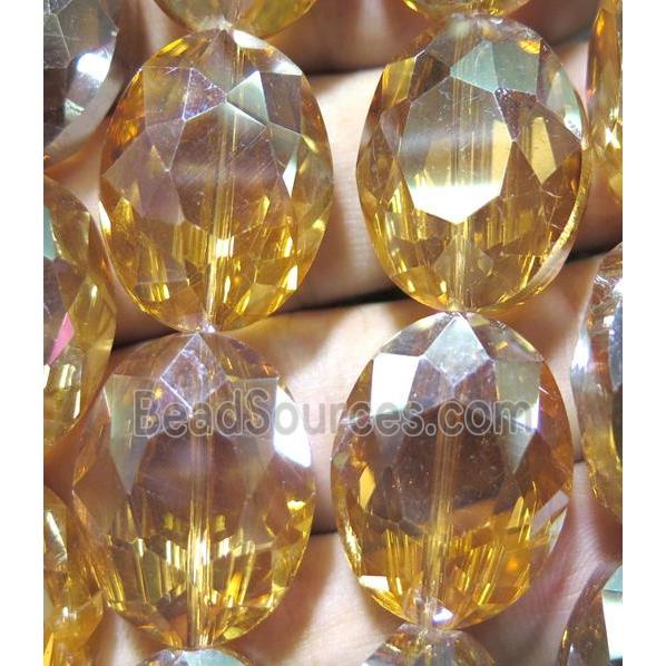 Chinese crystal glass bead, faceted oval