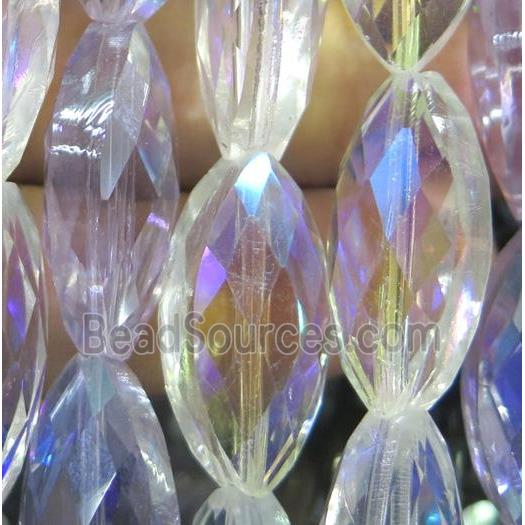 Chinese crystal glass bead, faceted oval