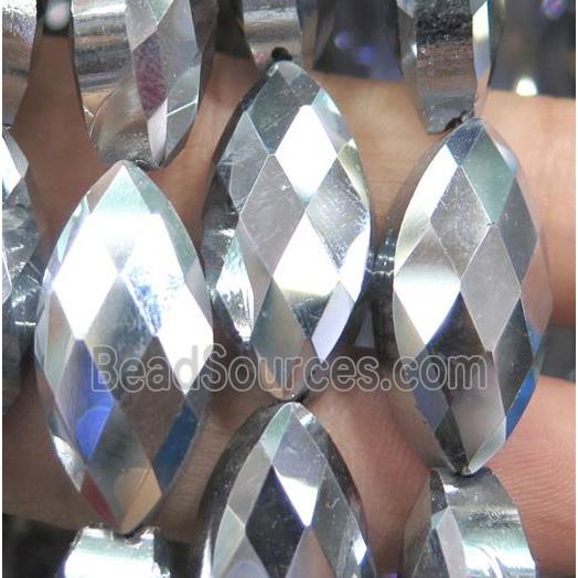 Chinese crystal glass bead, faceted oval