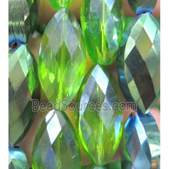 Chinese crystal glass bead, faceted oval