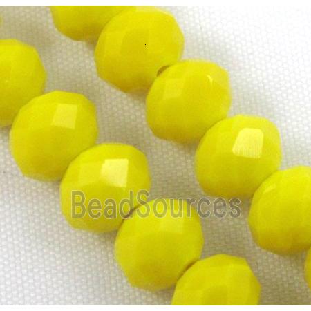 glass crystal bead, faceted wheel, lemon