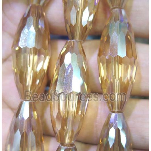 Chinese crystal glass bead, faceted rice