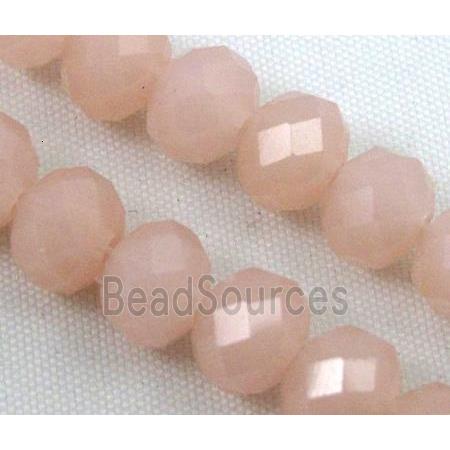 glass crystal bead, faceted wheel, pink jade