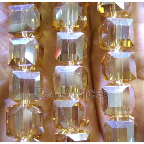 chinese crystal glass bead, faceted cube