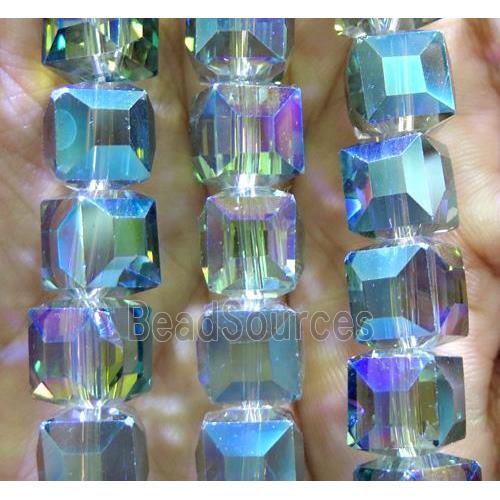 chinese crystal glass bead, faceted cube