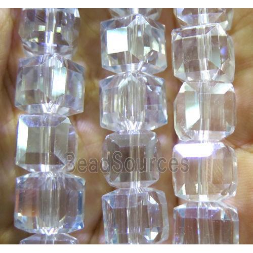 chinese crystal glass bead, faceted cube