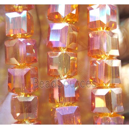 chinese crystal glass bead, faceted cube