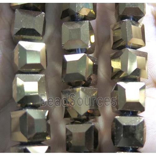 chinese crystal glass bead, faceted cube