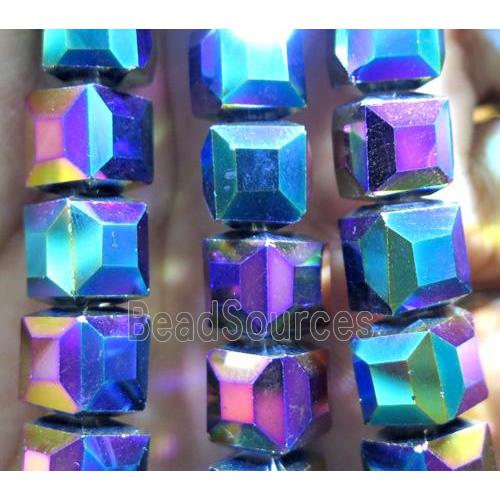 chinese crystal glass bead, faceted cube