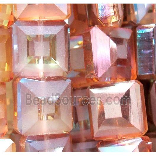 chinese crystal glass bead, faceted square