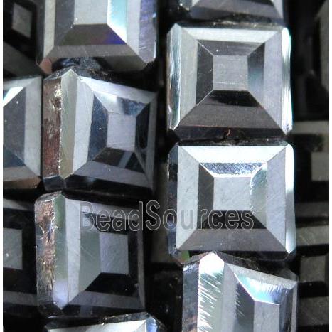 chinese crystal glass bead, faceted square