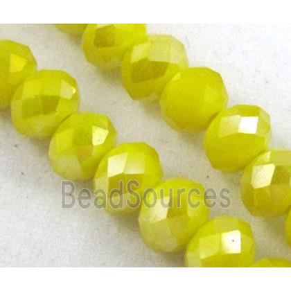 glass crystal bead, faceted wheel, lemon AB