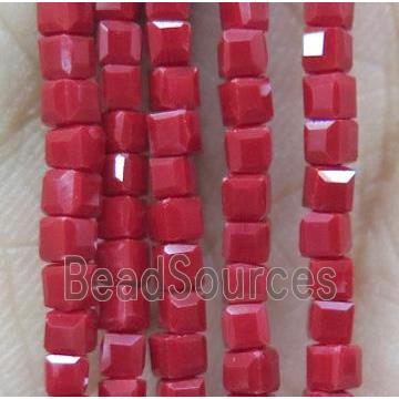 chinese crystal glass bead, faceted cube