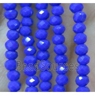 chinese crystal glass bead, faceted rondelle, deep-blue