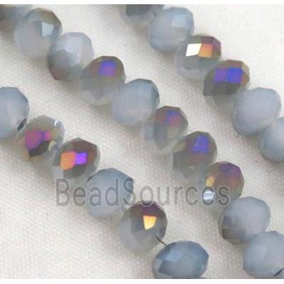 glass crystal bead, faceted wheel, half plated AB color