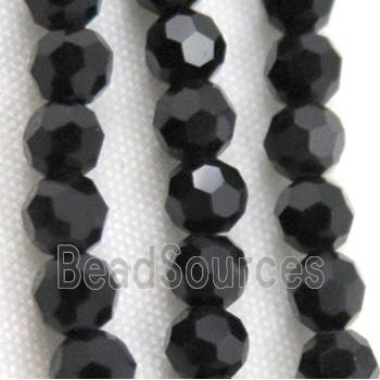 Chinese crystal bead, faceted round, black