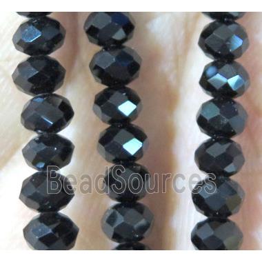 black Chinese crystal glass bead, faceted rondelle