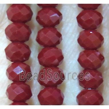 darker red Chinese crystal bead, faceted rondelle