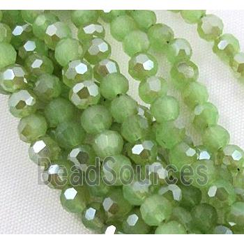 glass crystal bead, faceted round, half plated AB color