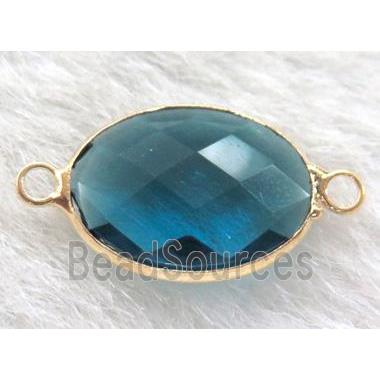 chinese crystal glass connector, faceted oval