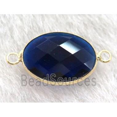 chinese crystal glass connector, faceted oval