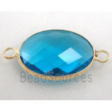 chinese crystal glass connector, faceted oval