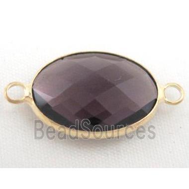 chinese crystal glass connector, faceted oval